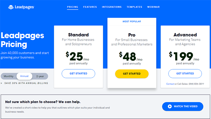 leadpages pricing annual